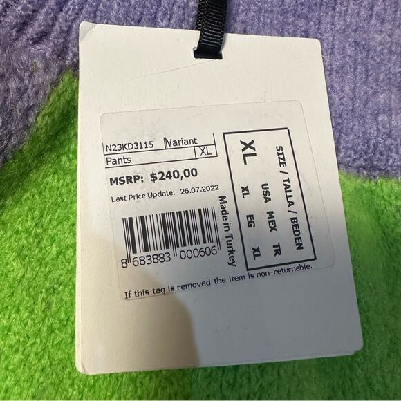 Nocturne Lime Green & Gray Check Wide Leg High Waisted Sweater Pants NEW - Picture 3 of 5